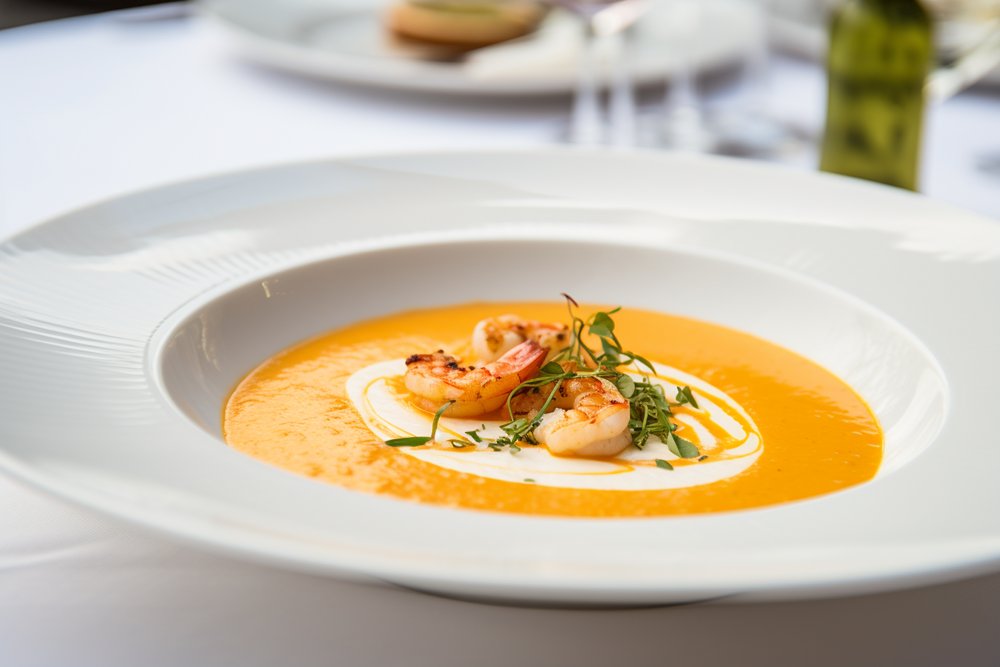 Hummersuppe mit Garnele für 2 Personen